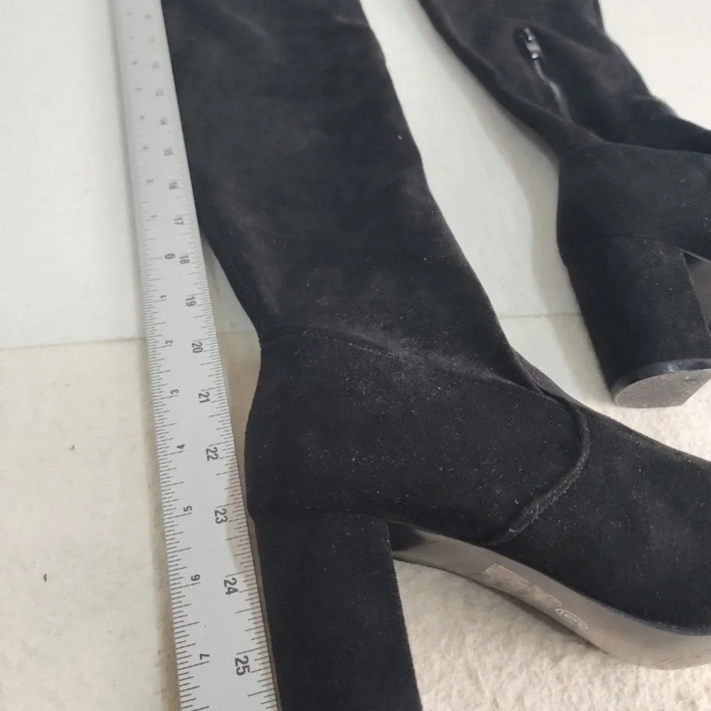 Vepose Over The Knee Boots Women Size 6 Black Thigh High Block Heel Trendy Chic